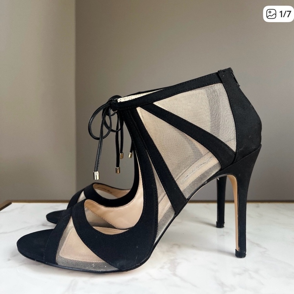 Nina - Elegant Black Mesh Stiletto Heels